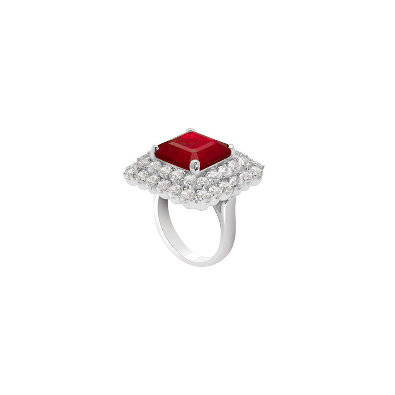 Synthetic Ruby Cocktail Ring