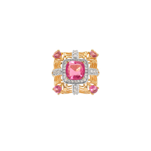Golden Pink Sapphire Party Ring