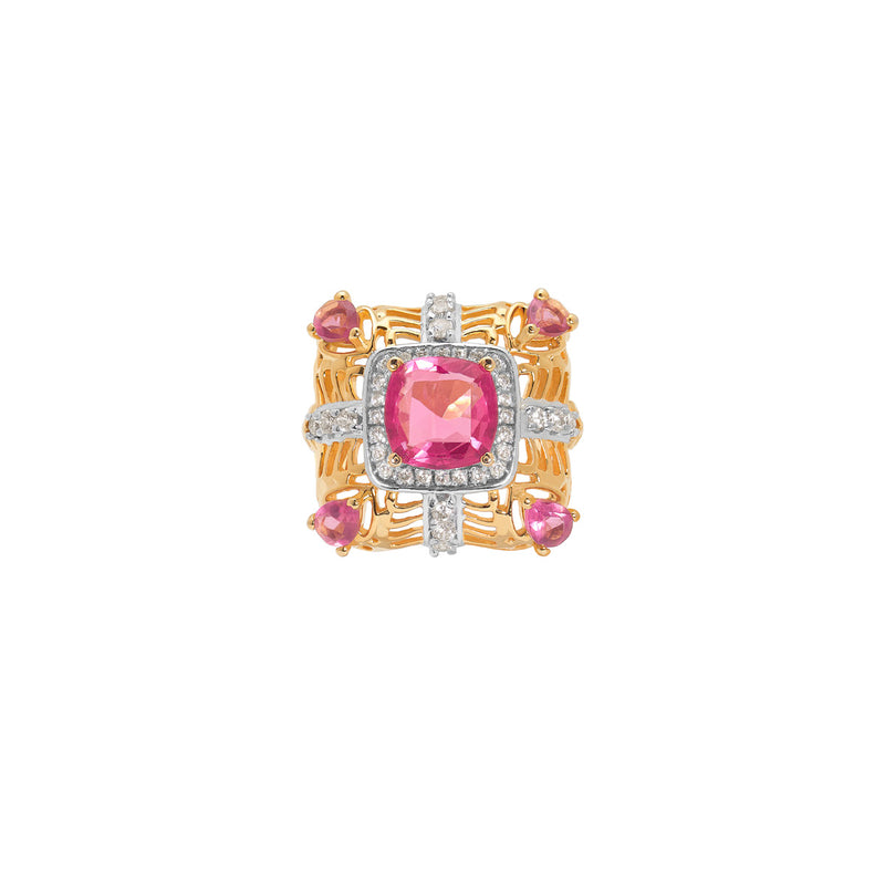 Golden Pink Sapphire Party Ring