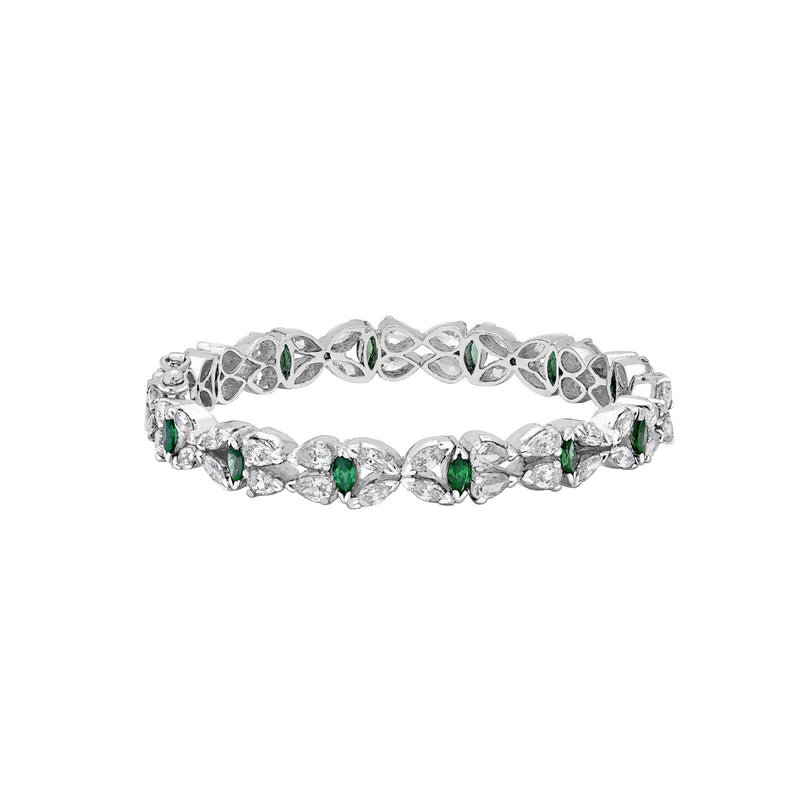 Emerald And White Marquise & Pear Bangle
