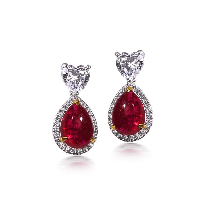 Sparkling Red Ruby Earrings in Silver / Tops